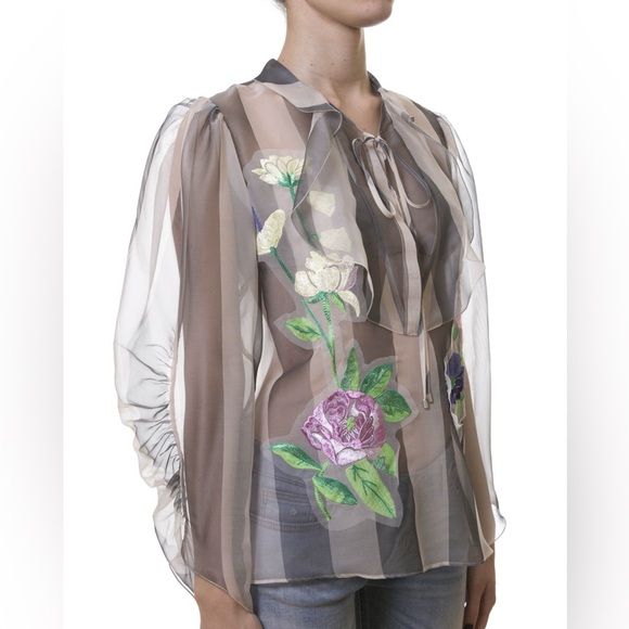 Blumarine Floral silk Sheer Blouse - Picture 4 of 16